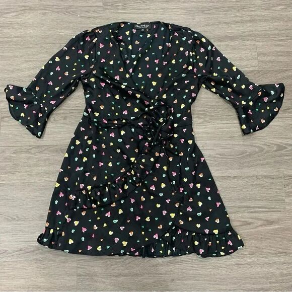 ASOS ruffle heart  bell rainbow wrap dress 8 - Picture 1 of 9